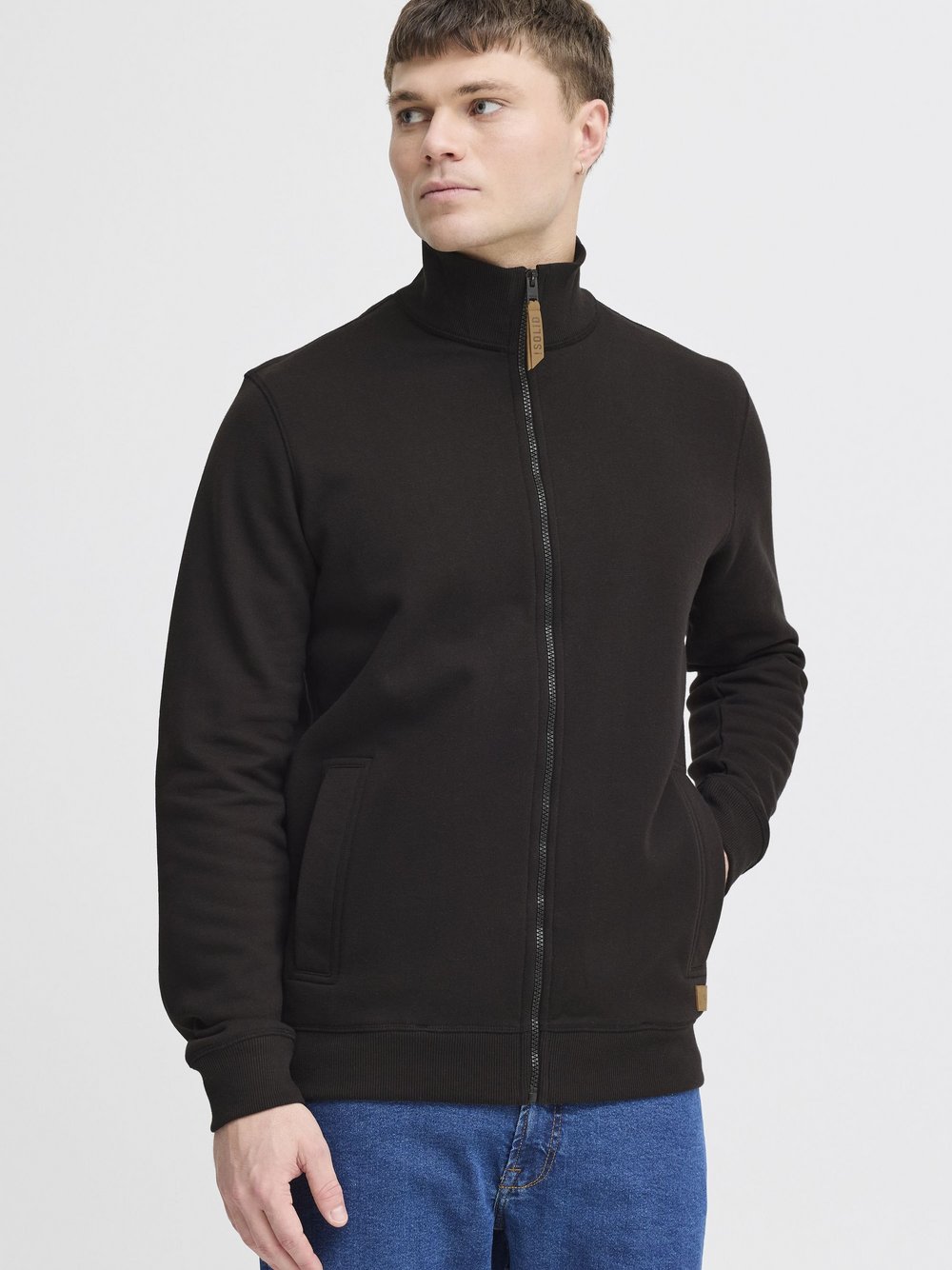 Solid Sweatjacke Herren schwarz, S