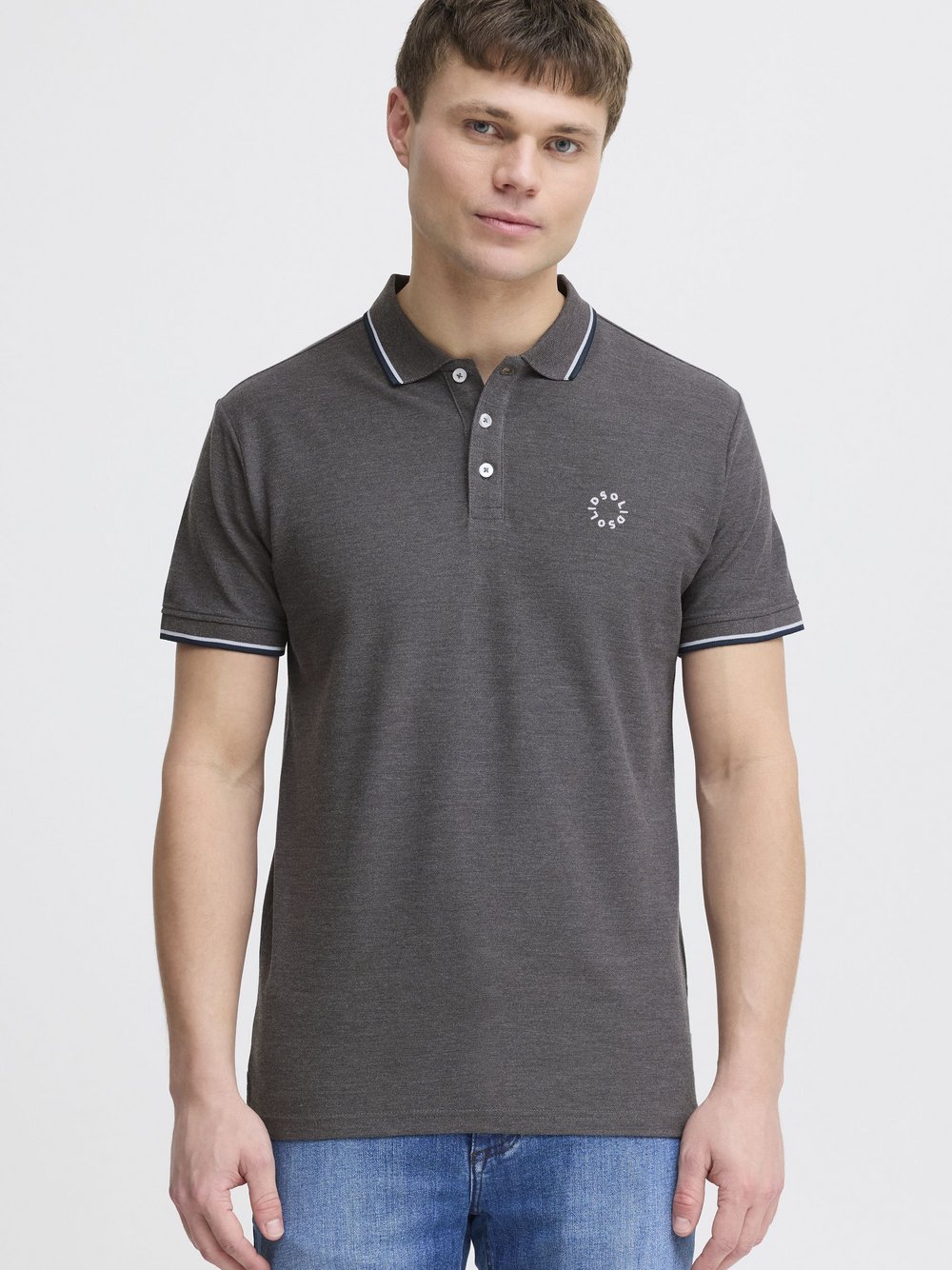 Solid Poloshirt Herren Baumwolle grau, XXL