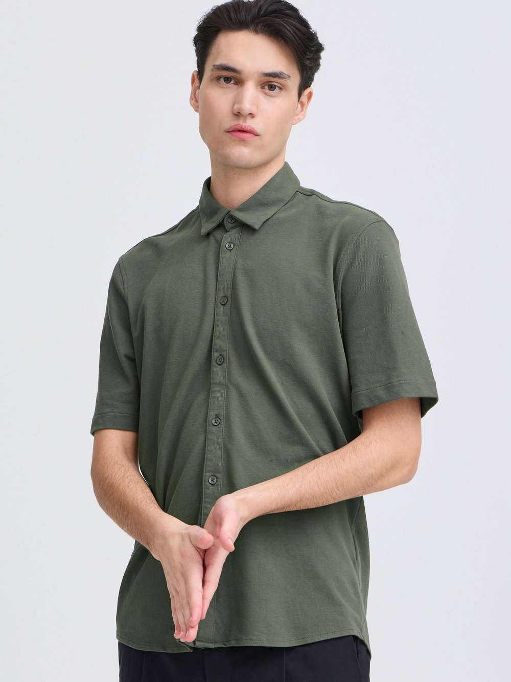 CASUAL FRIDAY Kurzarmhemd Herren Baumwolle grün, S