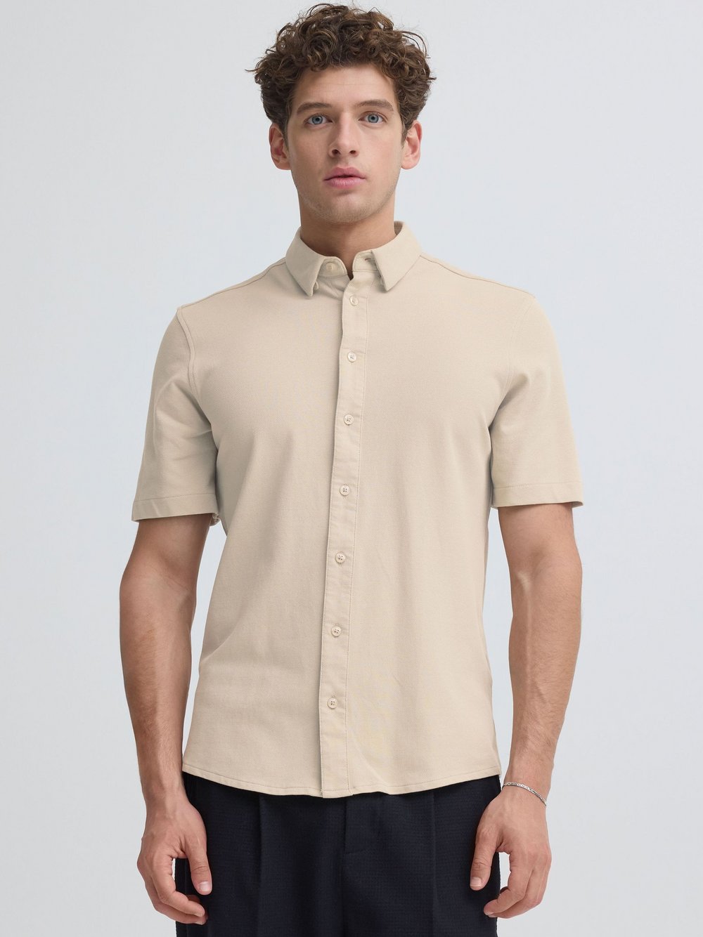 CASUAL FRIDAY Kurzarmhemd Herren Baumwolle beige, L