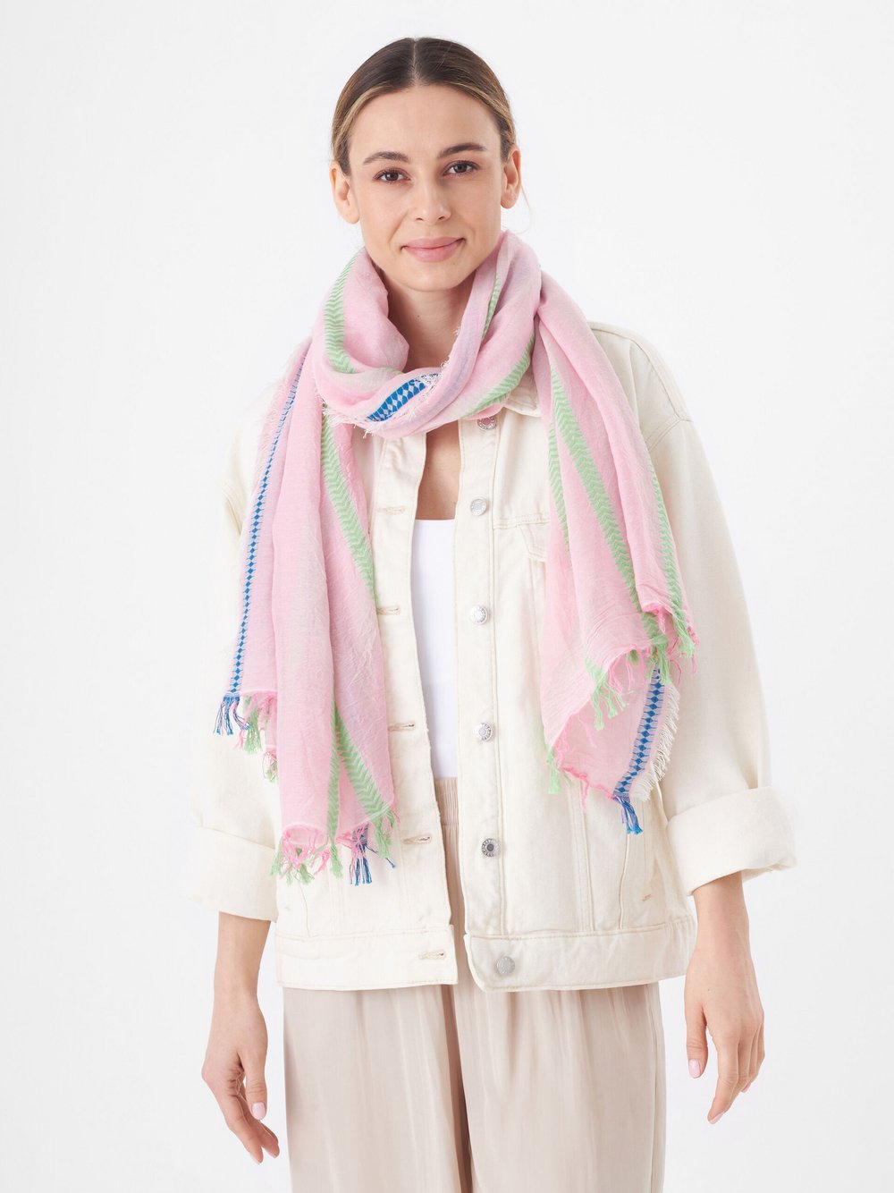 Codello Schal Damen Baumwolle pink gestreift, ONE SIZE