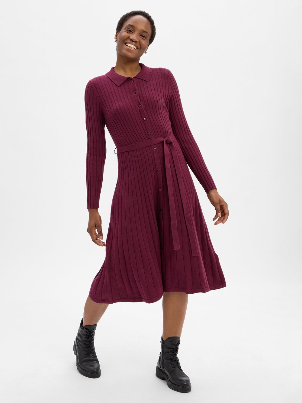 Ambiance Strickkleid mit Woll-Anteil Damen Baumwolle rot, 38