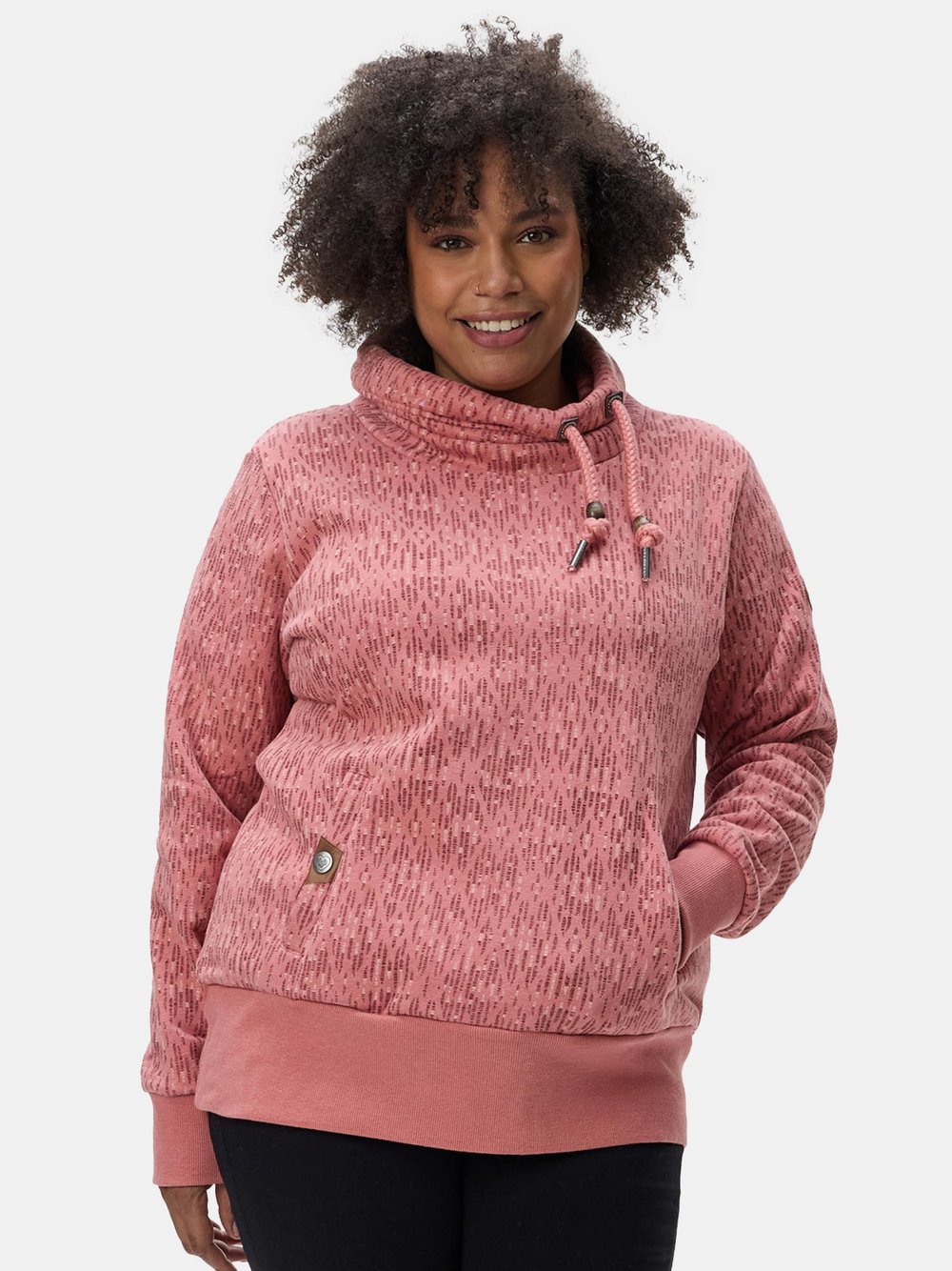 Ragwear Rollkragenpullover Damen Baumwolle rosa gemustert, 46