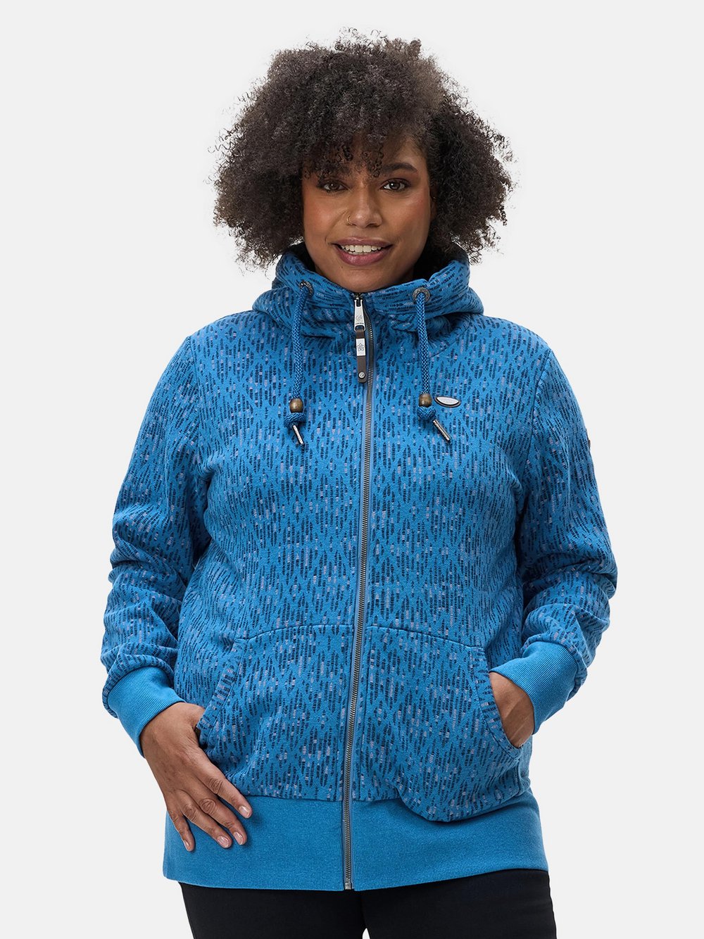 Ragwear Sweatjacke Damen Baumwolle blau gemustert, 44