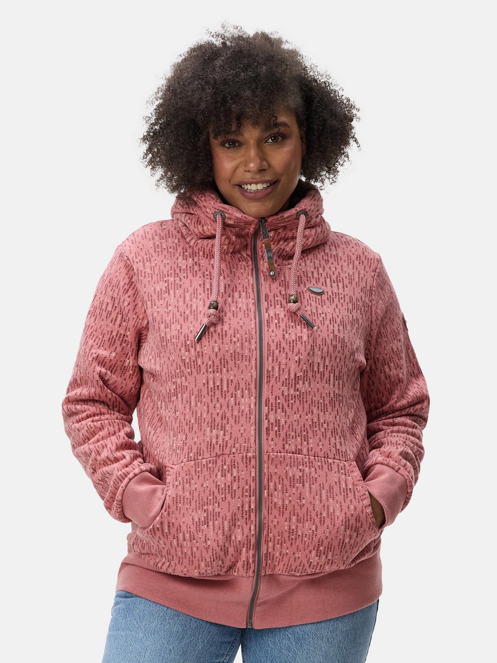 Ragwear Sweatjacke Damen Baumwolle rosa gemustert, 46