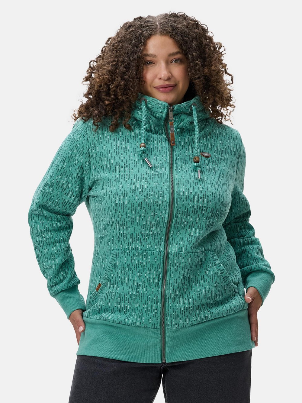 Ragwear Sweatjacke Damen Baumwolle grün gemustert, 44