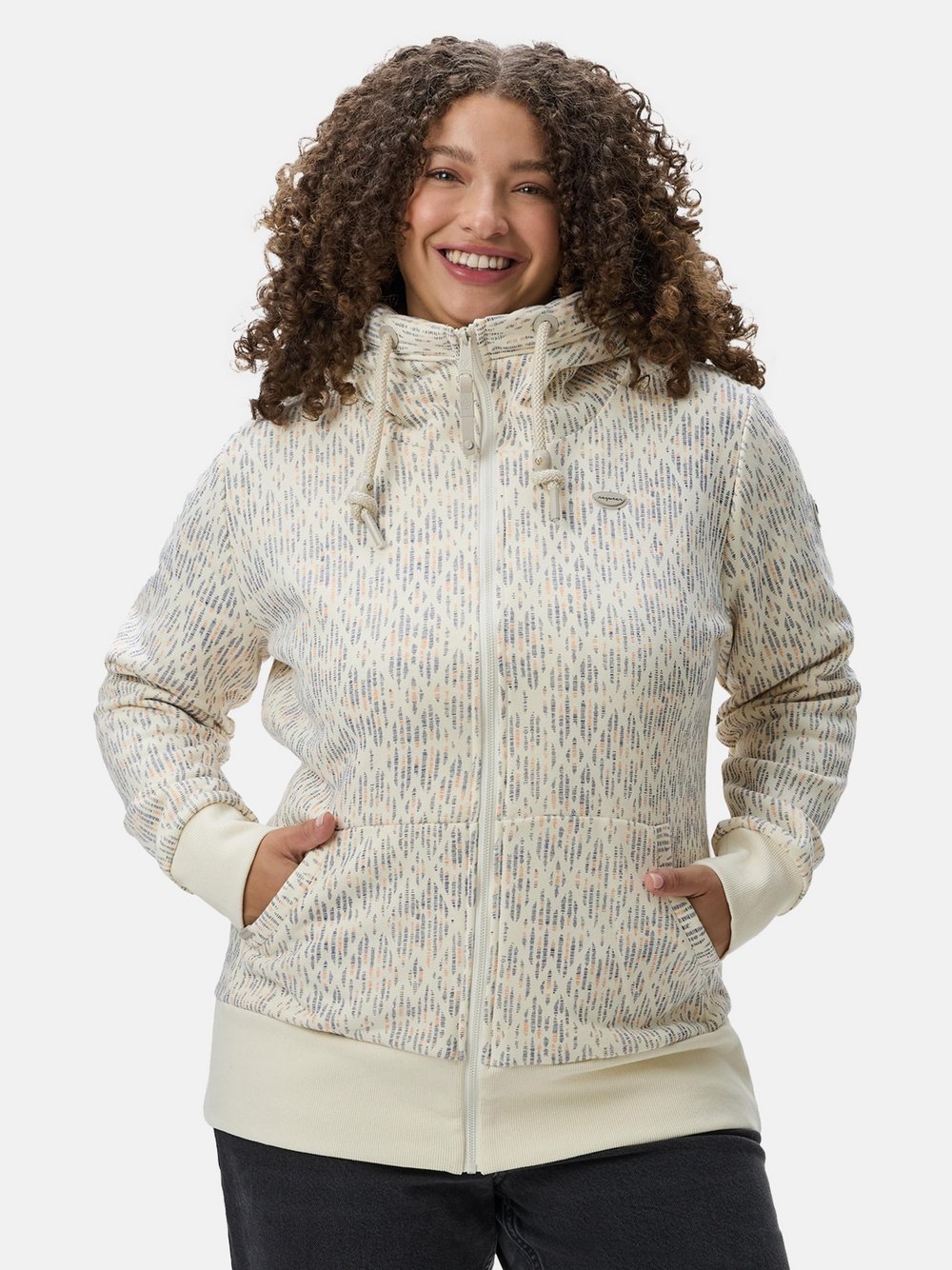 Ragwear Sweatjacke Damen Baumwolle beige gemustert, 46