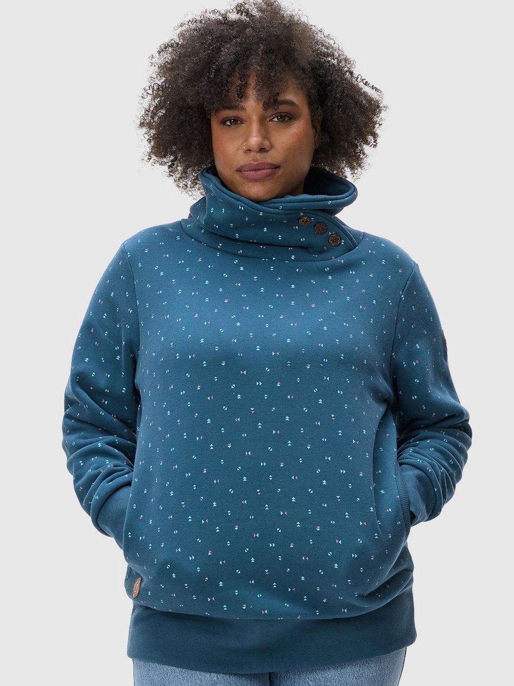 Ragwear Schalkragenpullover Damen Baumwolle grün, 44