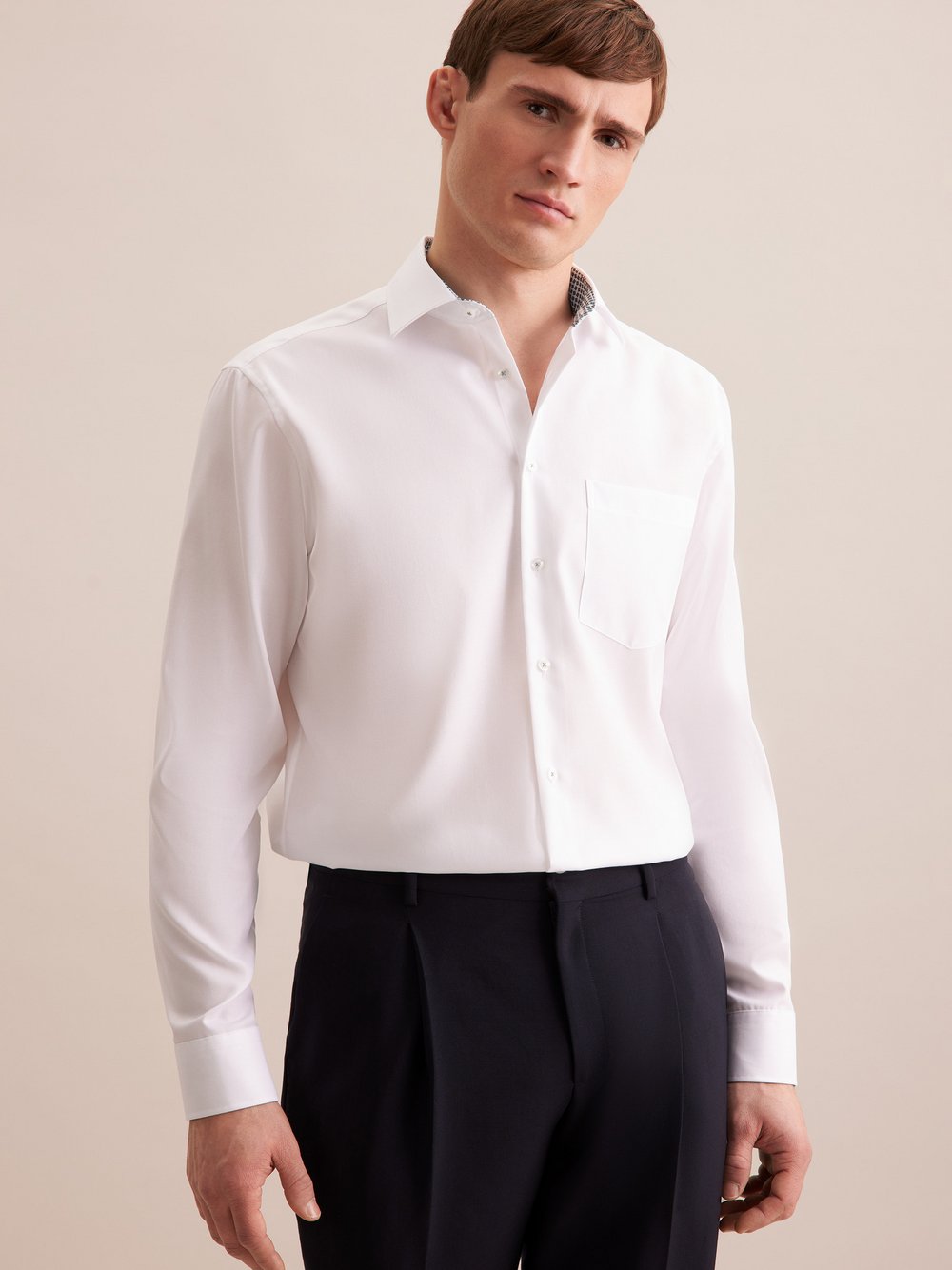 Seidensticker Business Hemd Herren Comfort Fit Baumwolle weiß strukturiert, 45