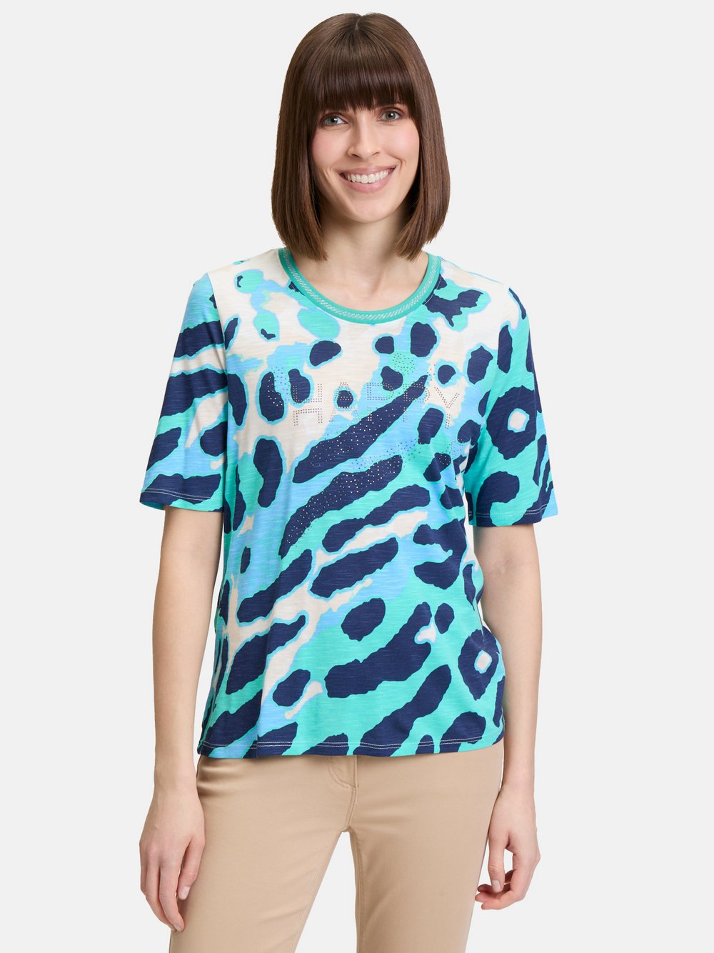 Betty Barclay Basic Shirt Damen Baumwolle grün gemustert, 36