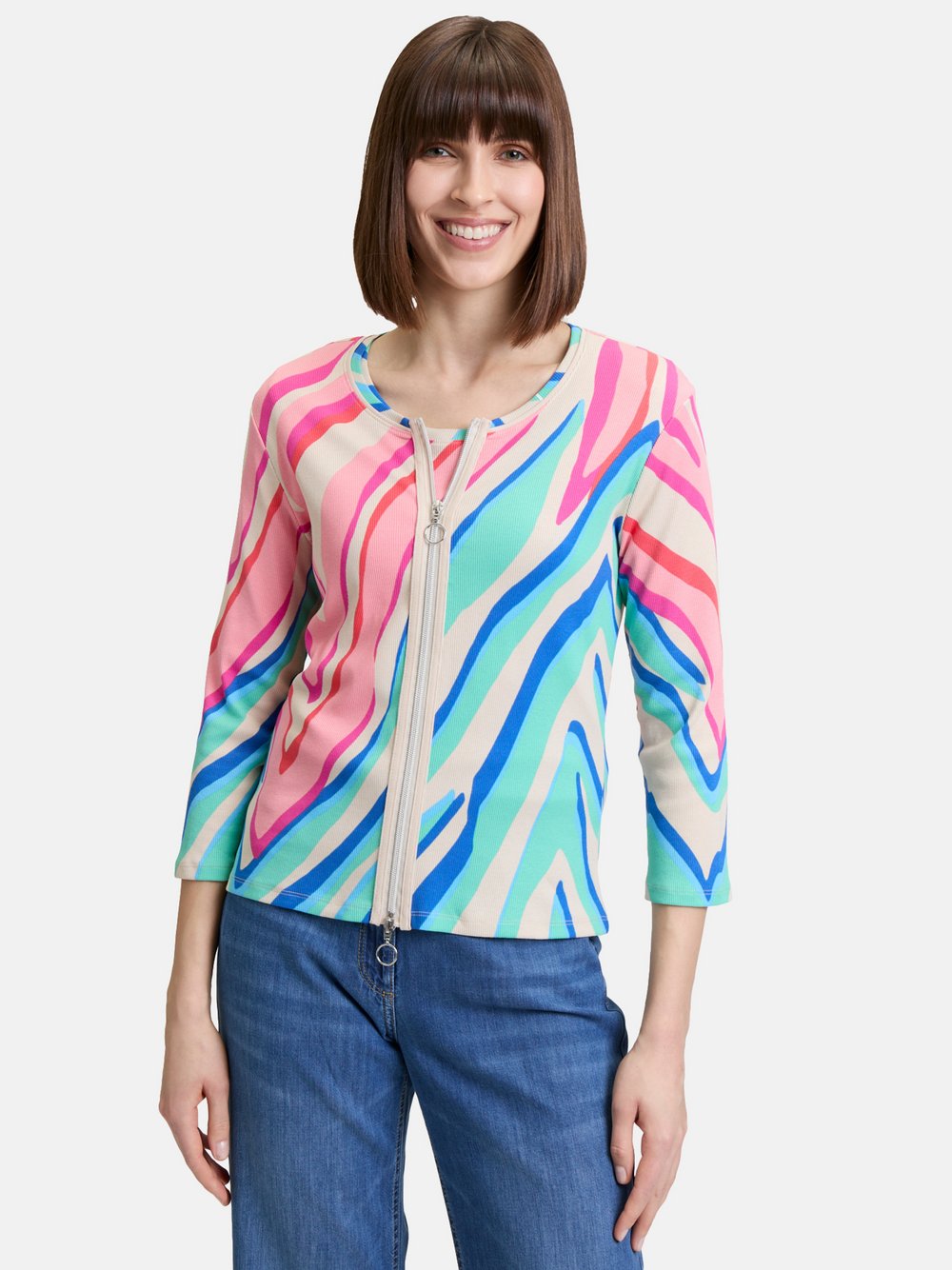 Betty Barclay Shirtjacke Damen Baumwolle mehrfarbig gemustert, 46