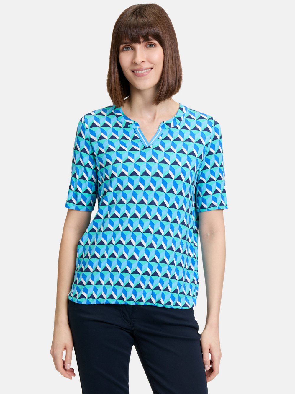 Betty Barclay Blusenshirt Damen Viskose blau gemustert, 36