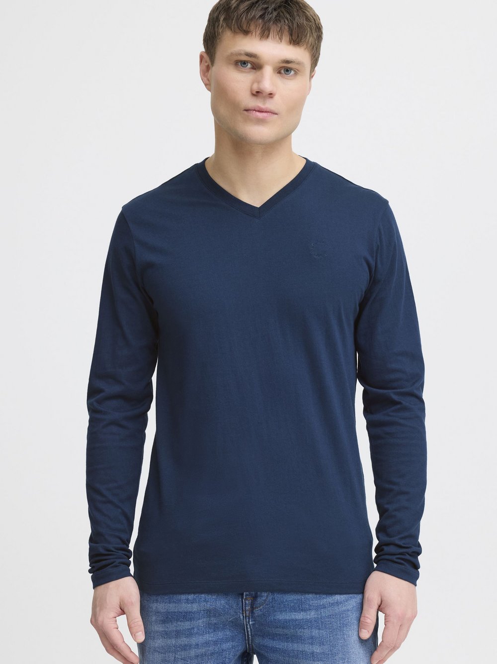 Solid Langarmshirt Herren Textil blau, XL