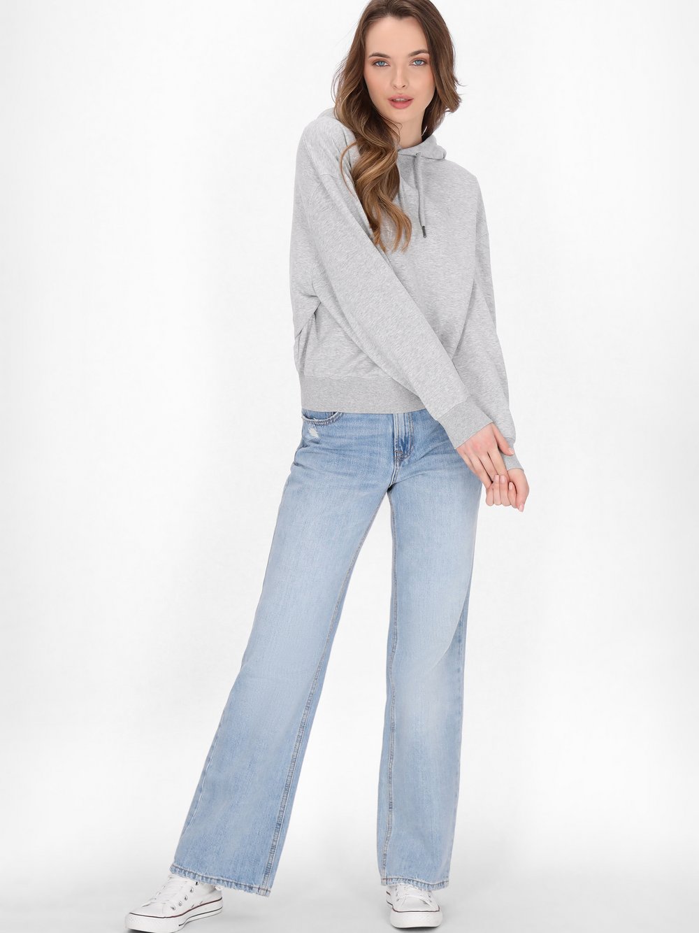 Dreimaster Kapuzenpullover Damen Baumwolle grau, M