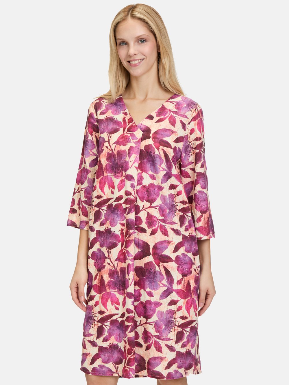 Cartoon Sommerkleid Damen Leinen mehrfarbig gemustert, 36