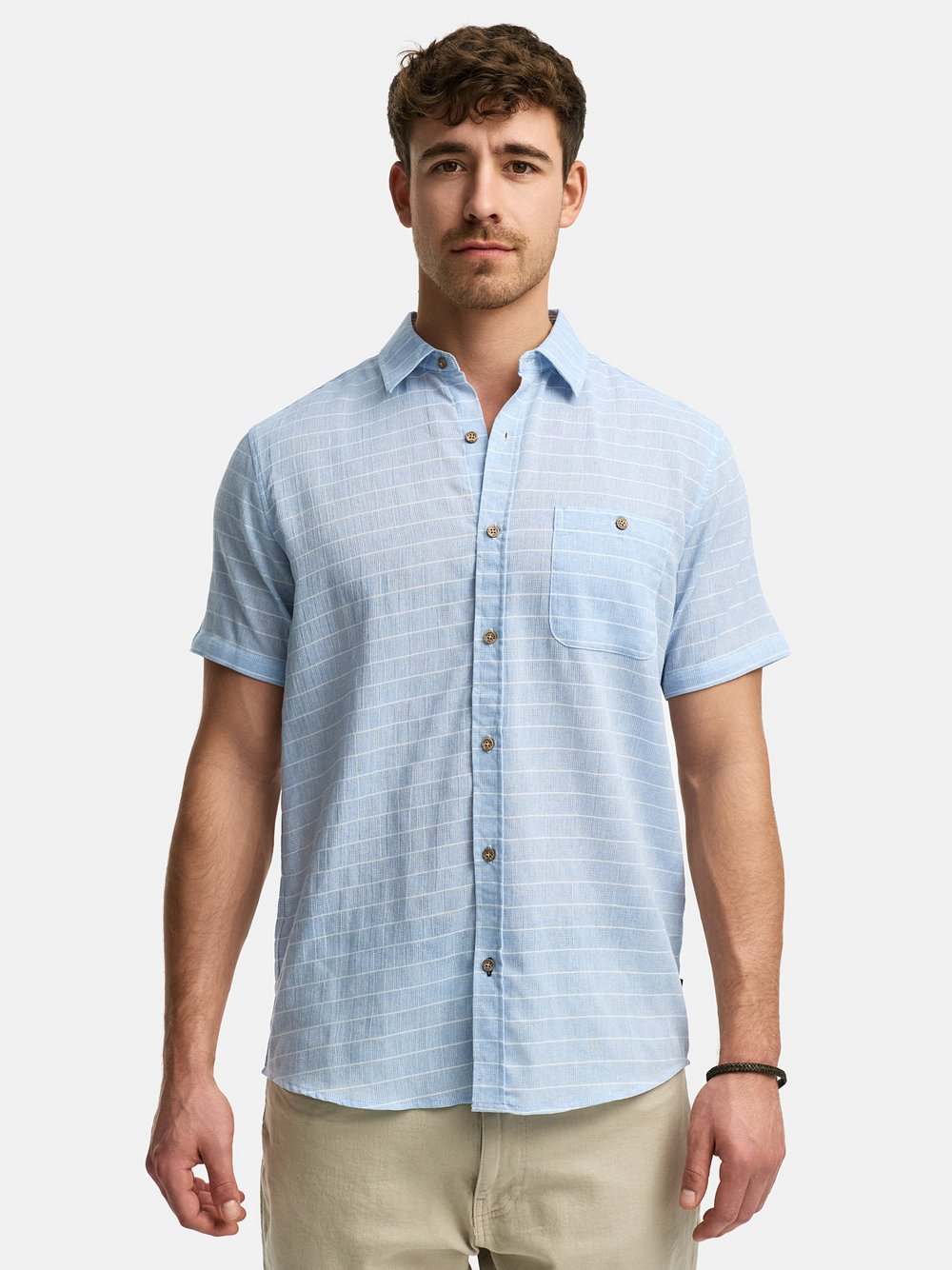 Indicode Hemd Kurzarm Herren Regular Fit Baumwolle blau, S