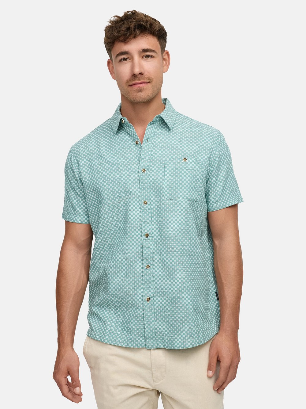 Indicode Hemd Kurzarm Herren Regular Fit Viskose grün, S