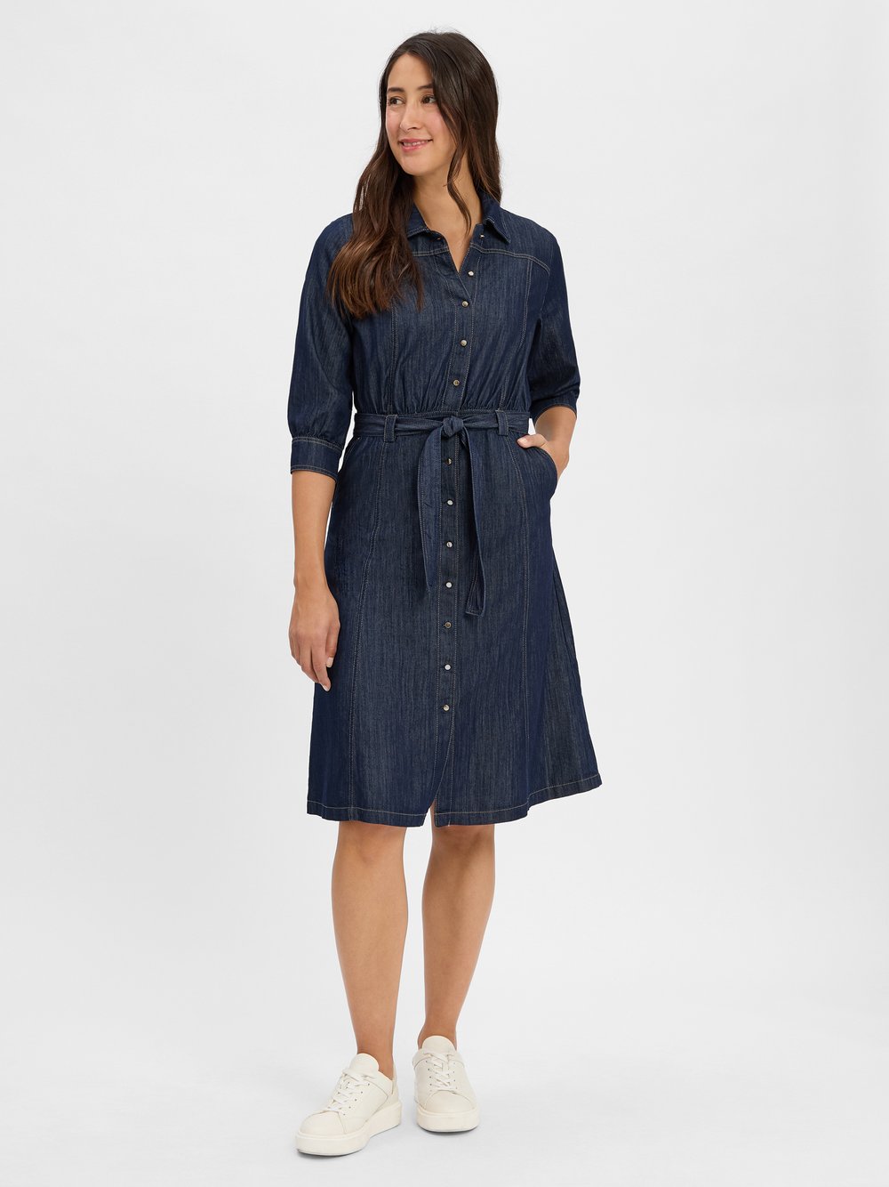 Marie Lund Denim-Blusenkleid Damen Baumwolle blau, 42