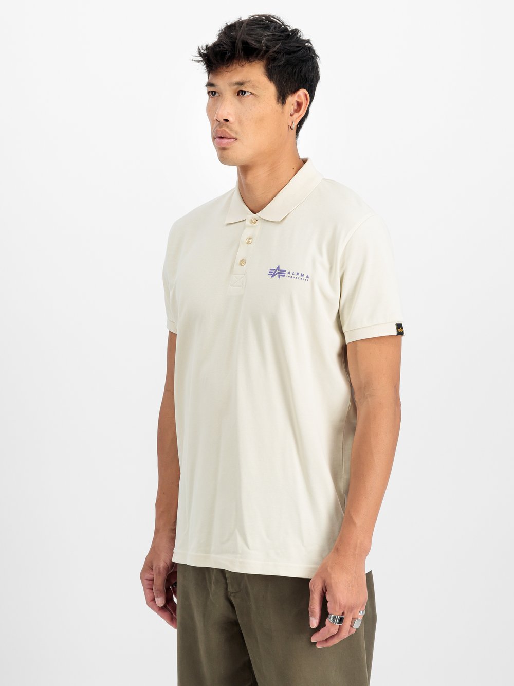 Thumbnail - Alpha Industries Poloshirt Herren Baumwolle weiß, M