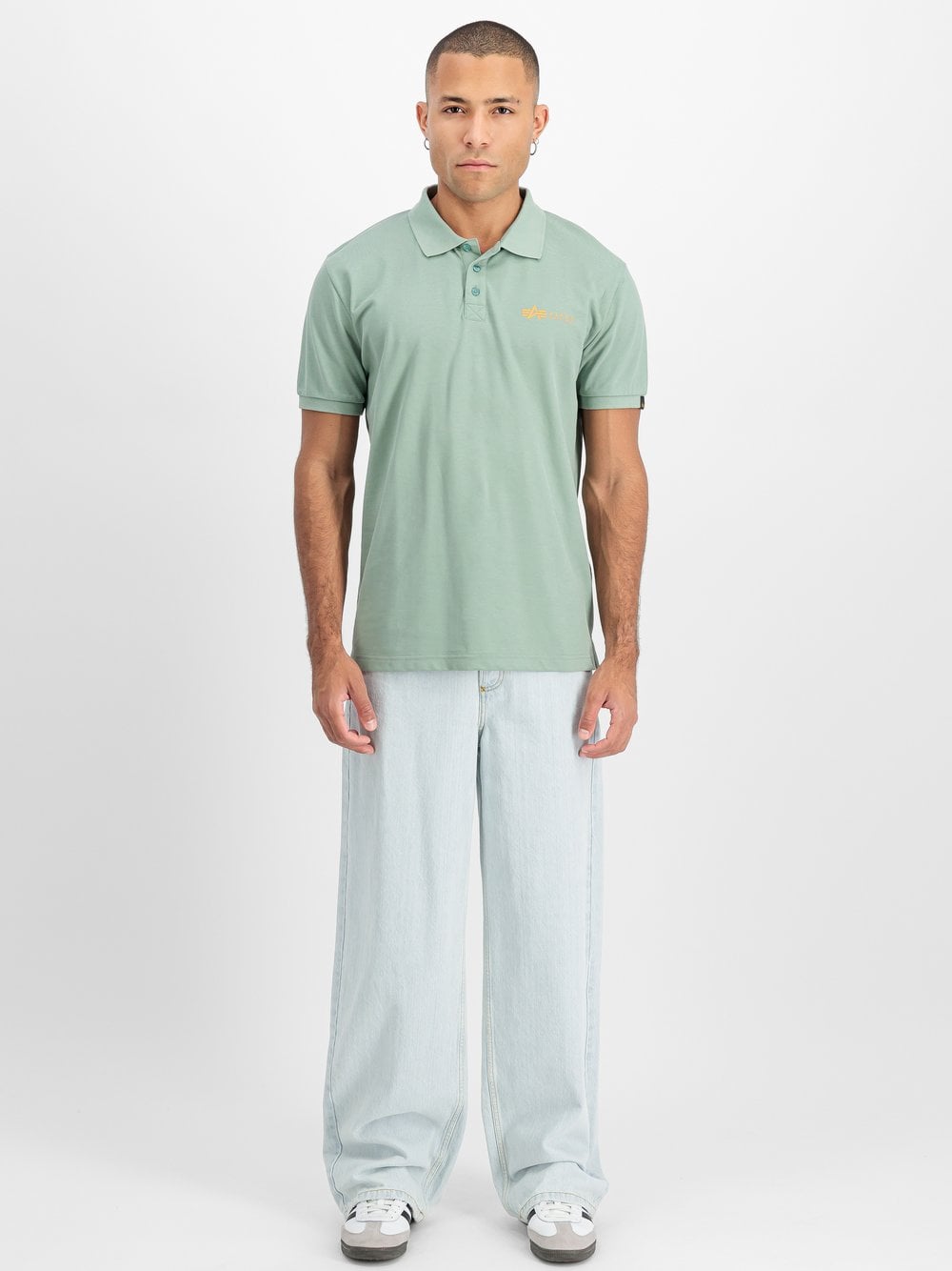 Alpha Industries Poloshirt Herren Baumwolle grün bedruckt, M