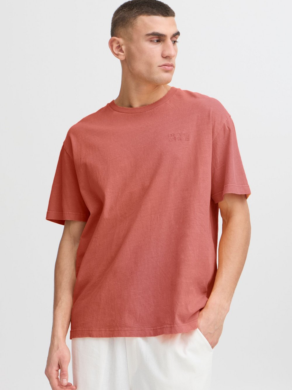 Solid T-Shirt Herren Baumwolle rot bedruckt, L