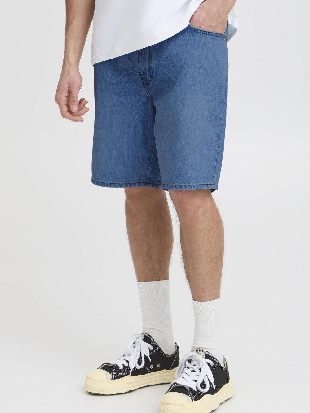 Thumbnail - Solid Jeansshorts Herren Baumwolle blau, XL