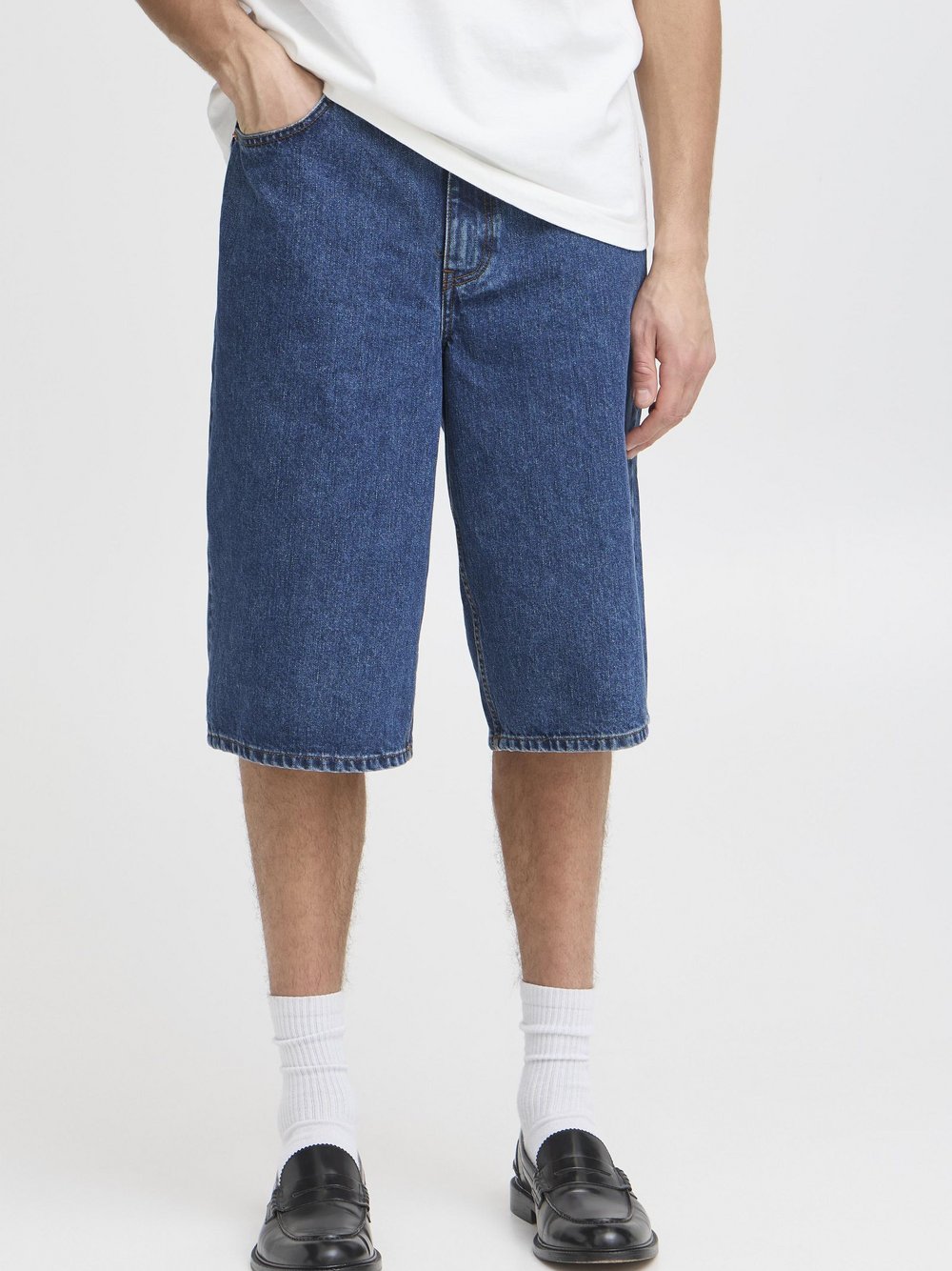 Solid Jeansshorts Herren Baumwolle blau, S