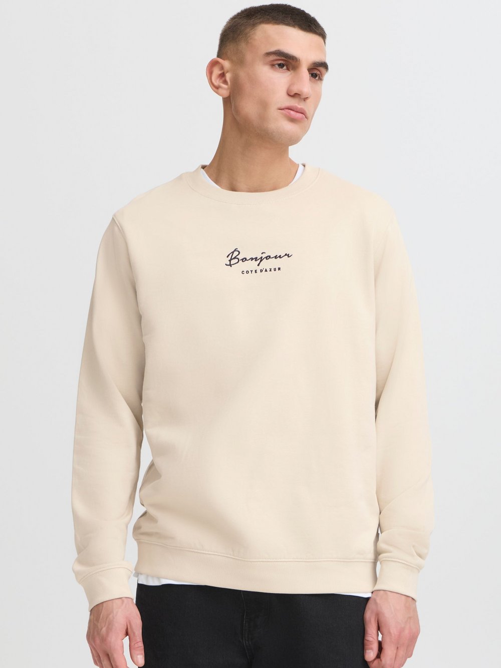 Thumbnail - Solid Sweatshirt Herren Baumwolle beige bedruckt, XL