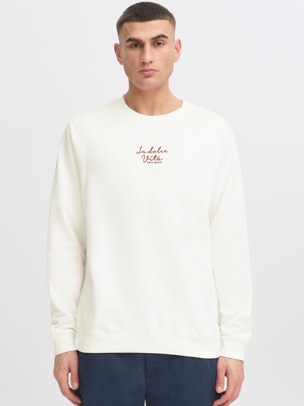 Thumbnail - Solid Sweatshirt Herren Baumwolle weiß bedruckt, L