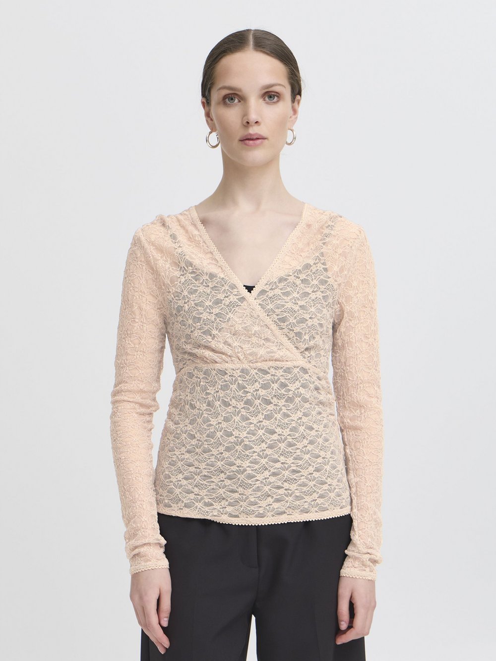 Ichi Longsleeve Damen Polyamid beige, XXL