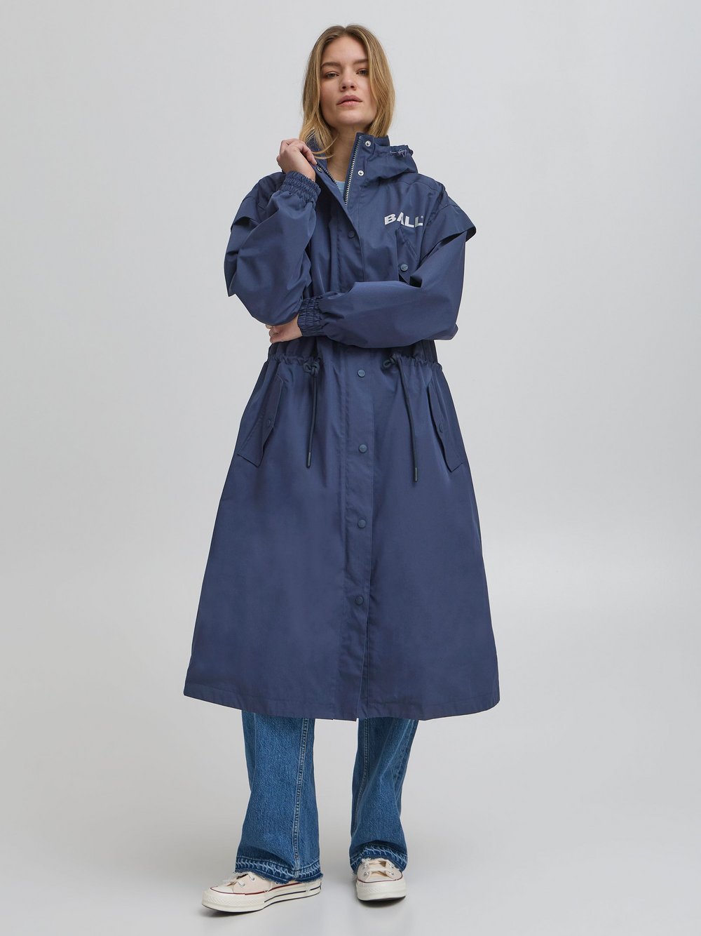 Ball Trenchcoat Damen blau, XL