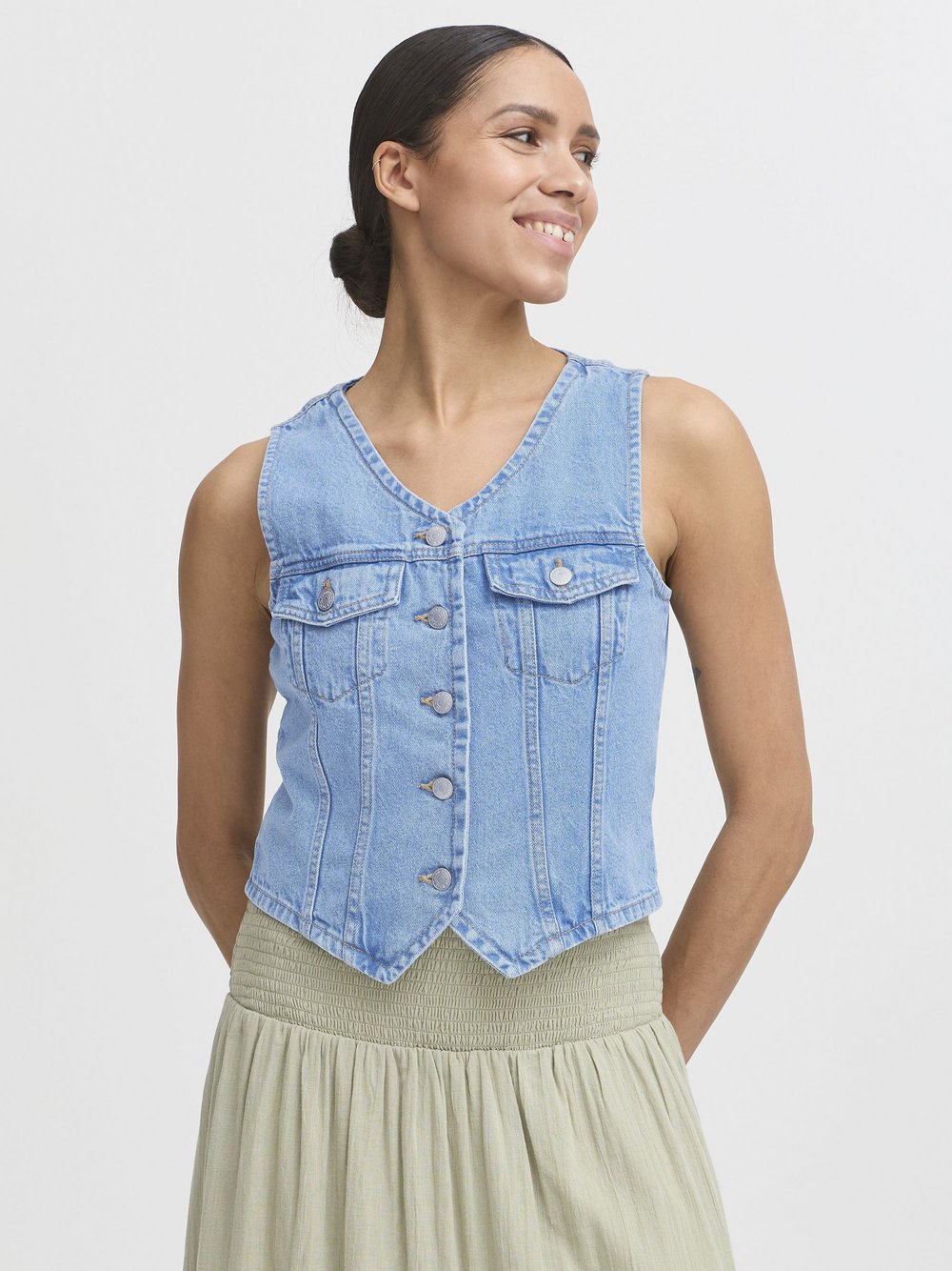 B.Young Jeansweste Damen Baumwolle blau, 46
