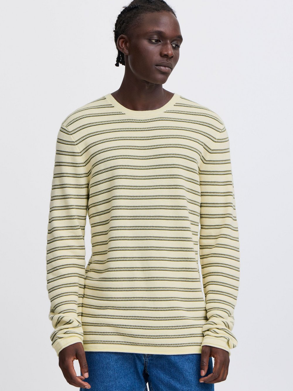 Thumbnail - BLEND Strickpullover Herren Baumwolle grün gestreift, L