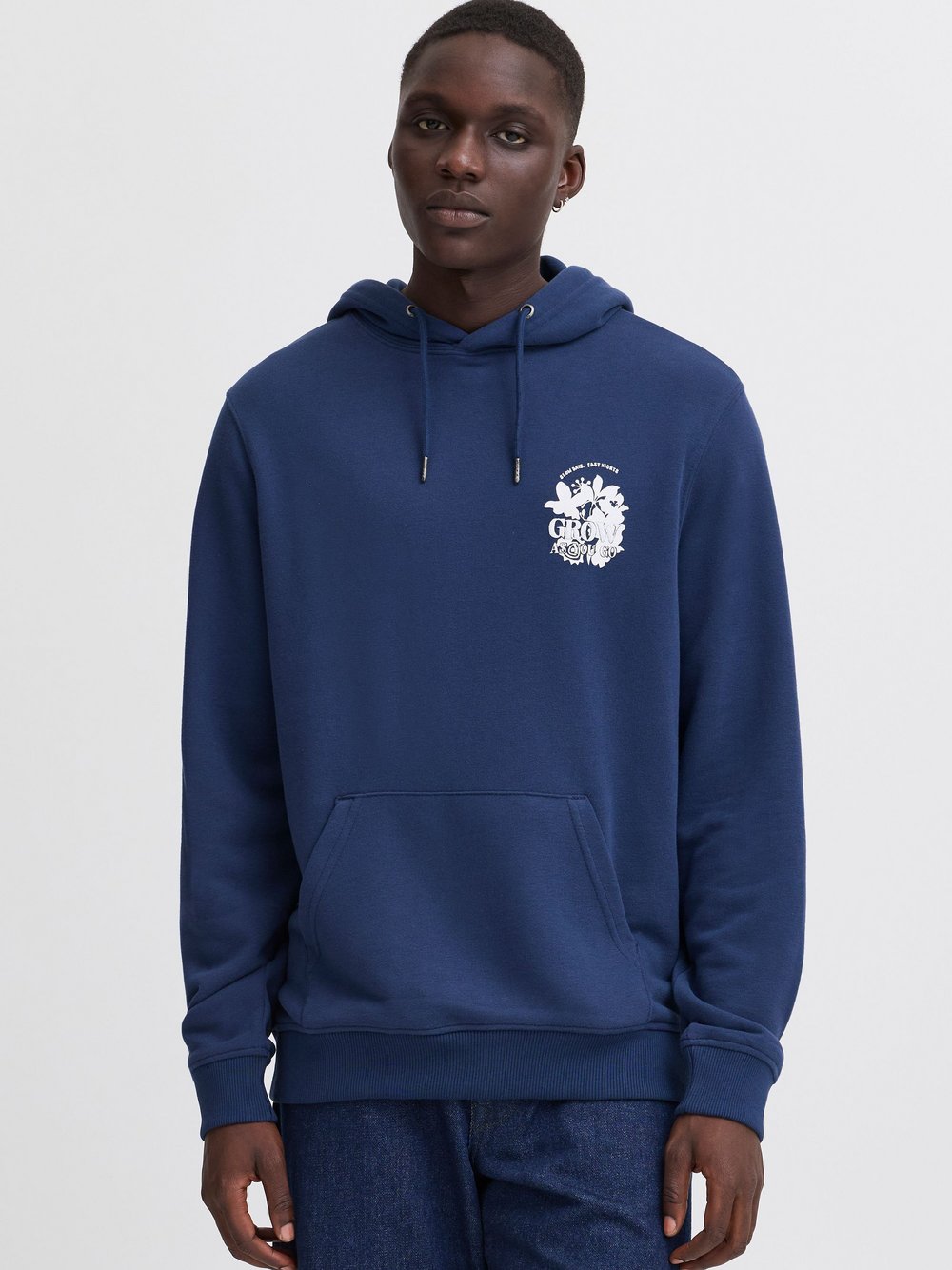 BLEND Kapuzenpullover Herren Textil blau bedruckt, M