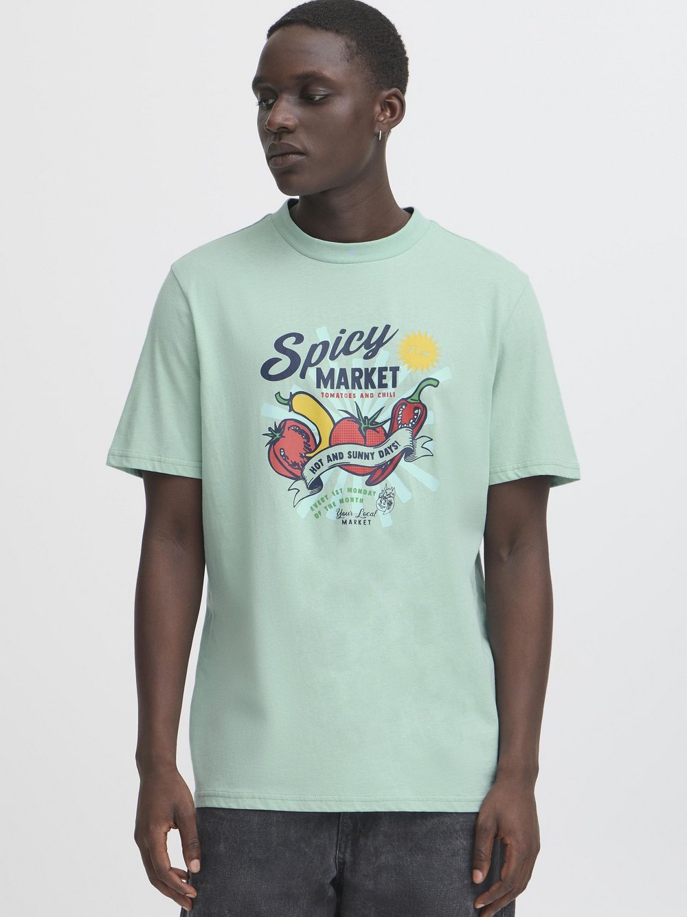 Thumbnail - BLEND T-Shirt Herren Baumwolle blau bedruckt, L