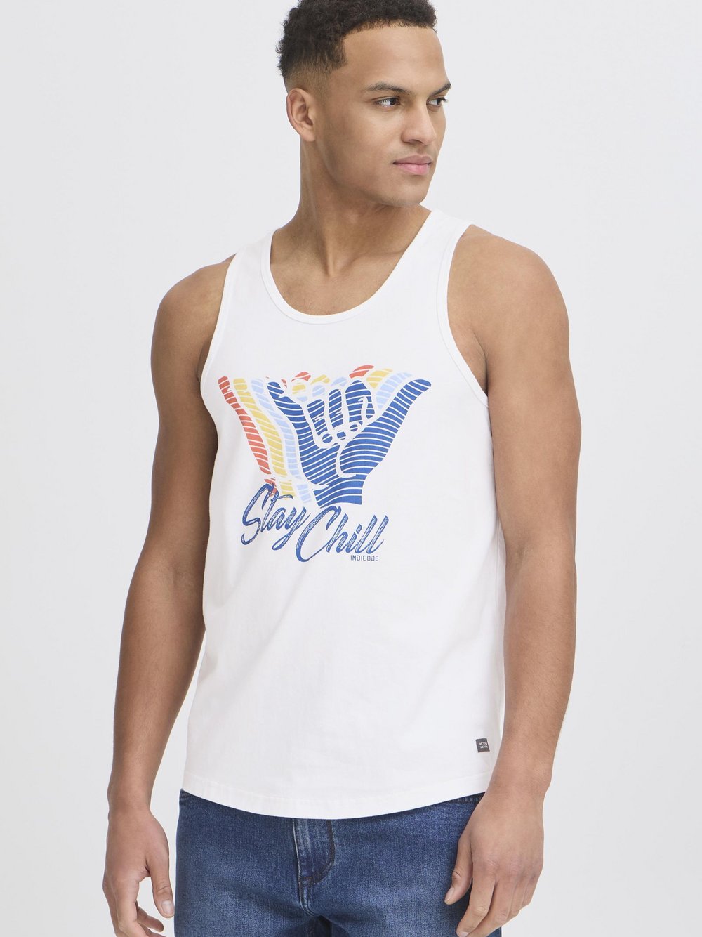 Indicode Rundhalsshirt Herren Baumwolle weiß bedruckt, XXL