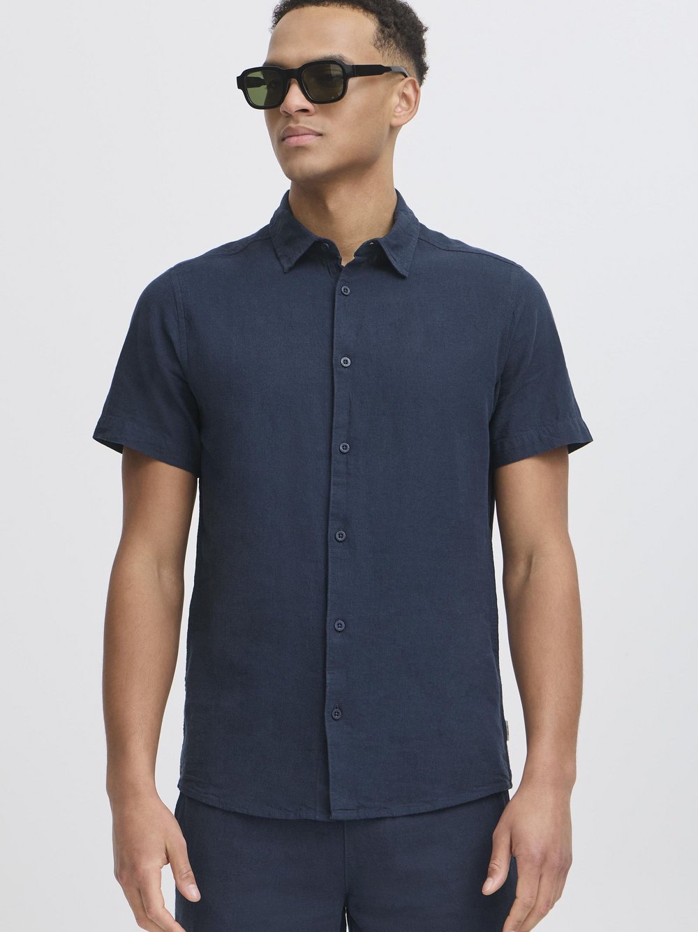 Indicode Leinenhemd Herren Regular Fit blau, S