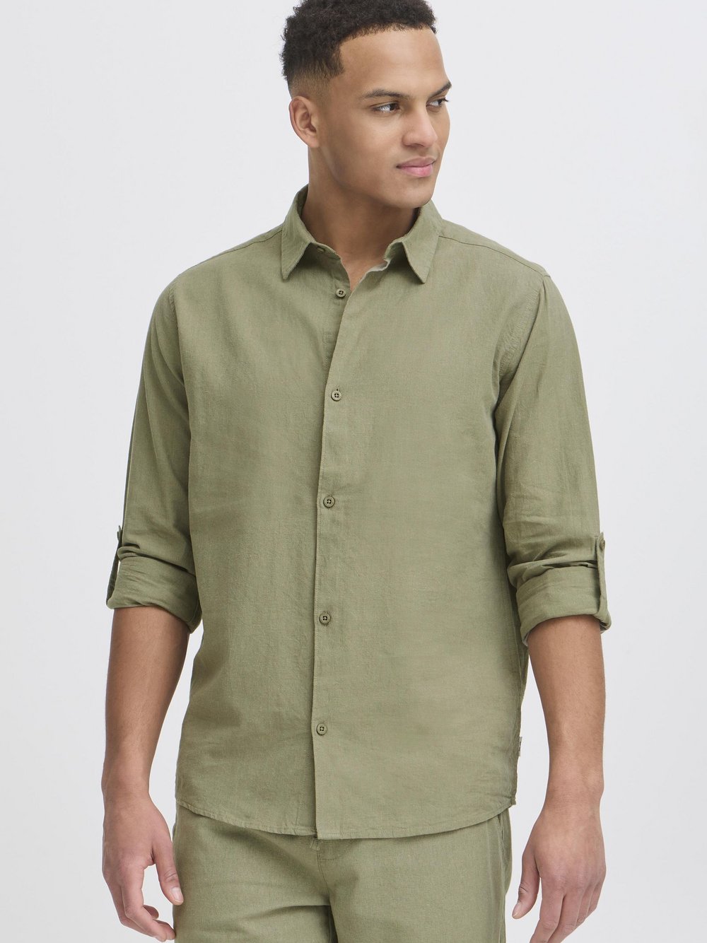 Indicode Leinenhemd Herren Regular Fit grün, L