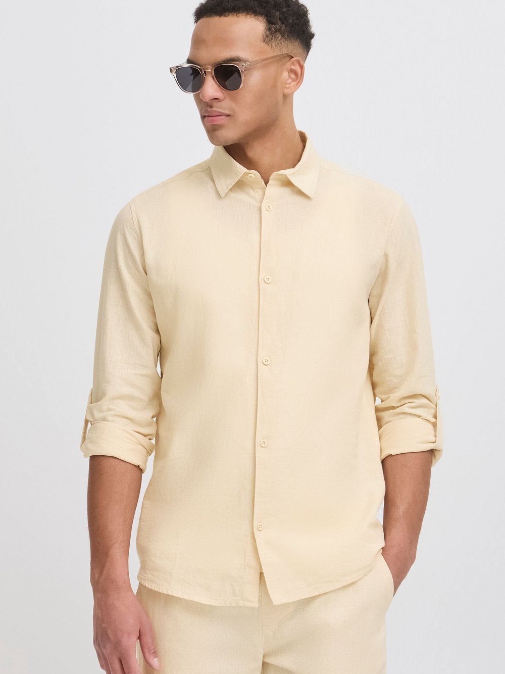 Indicode Leinenhemd Herren Regular Fit beige, XXXL