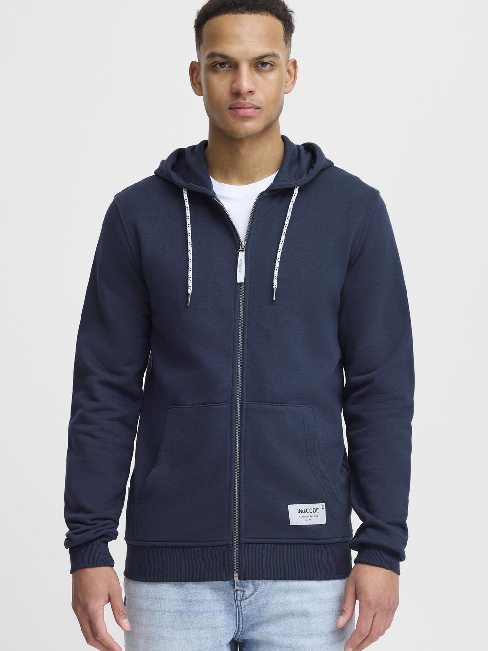 Thumbnail - Indicode Kapuzenfleecejacke Herren Baumwolle blau, XL