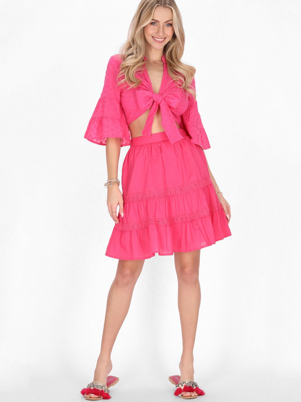 IZIA Rock Damen Baumwolle lila strukturiert, M