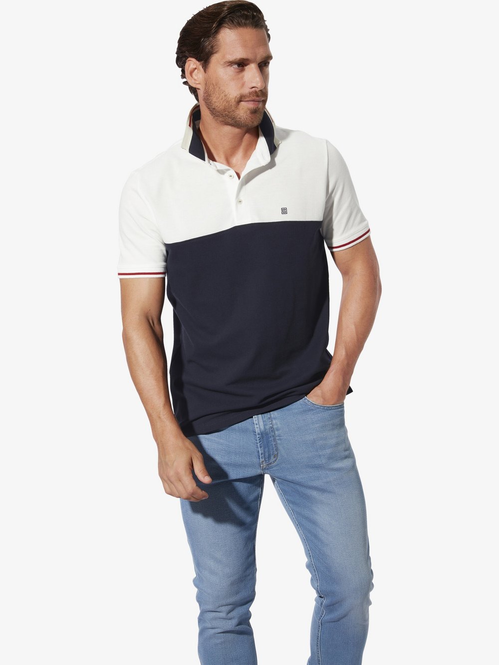 Thumbnail - BABISTA Poloshirt Herren Baumwolle blau gemustert, XL