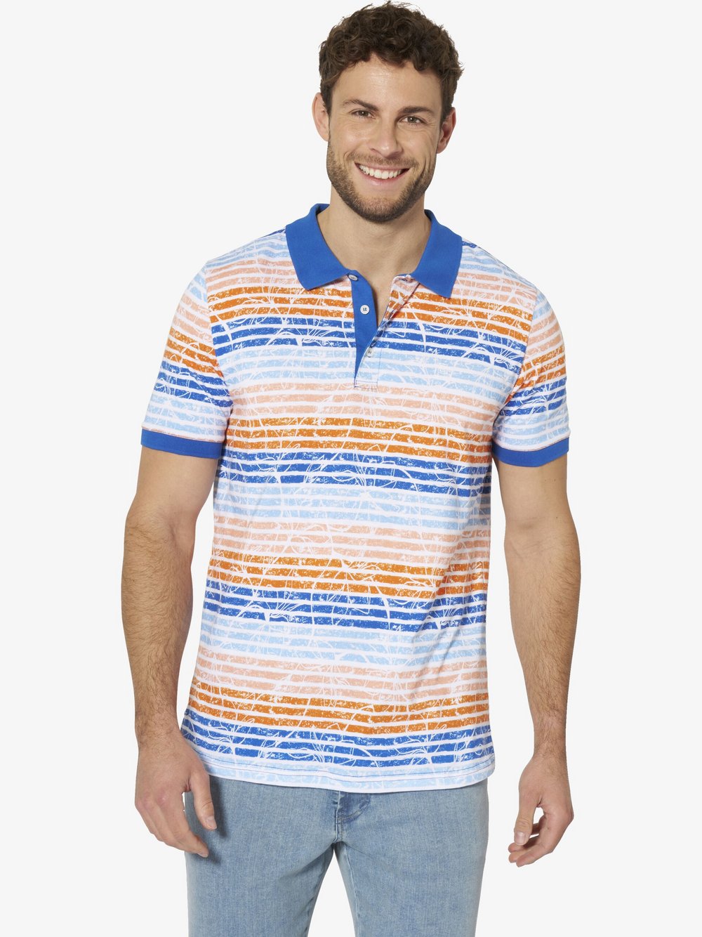 Thumbnail - BABISTA Poloshirt Herren Baumwolle orange gestreift, XXL