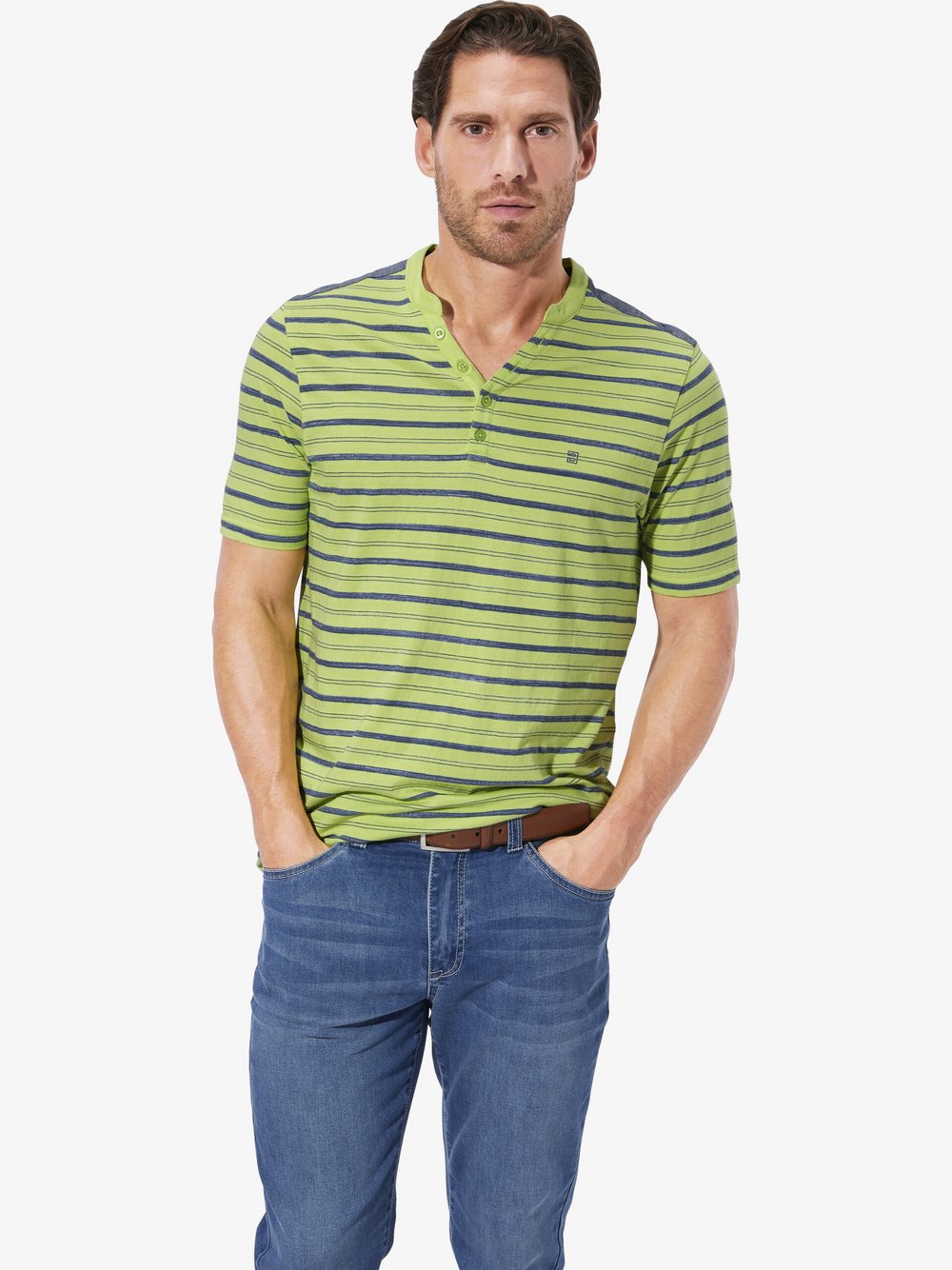 Thumbnail - BABISTA T-Shirt Herren Baumwolle grün gestreift, XXXL