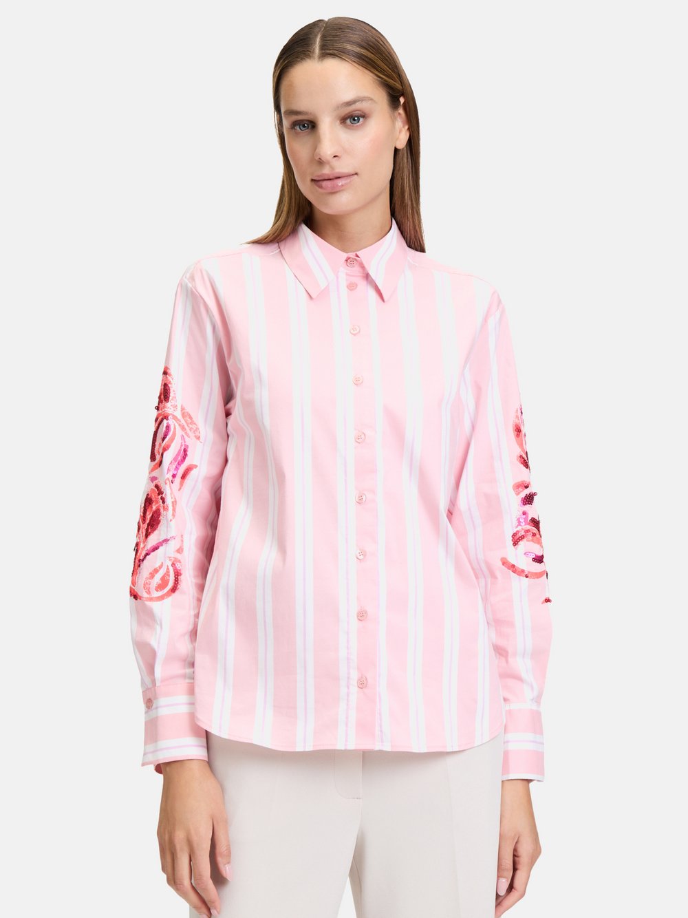 Betty Barclay Hemdbluse Damen Baumwolle rosa gestreift, 48