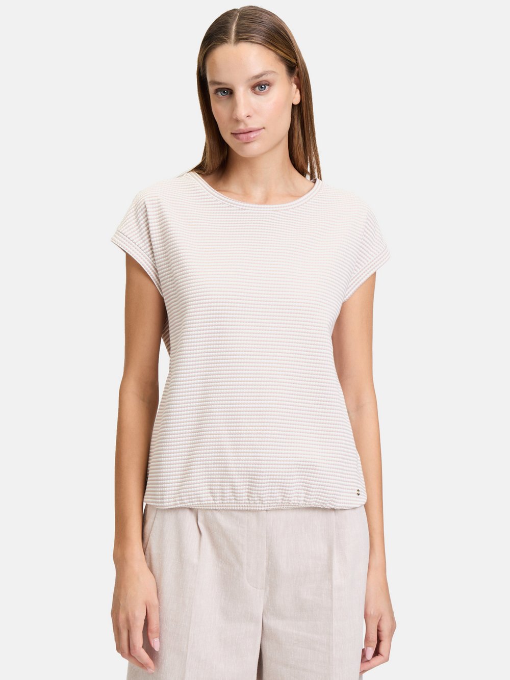 Betty & Co Casual-Shirt Damen Baumwolle beige gemustert, L