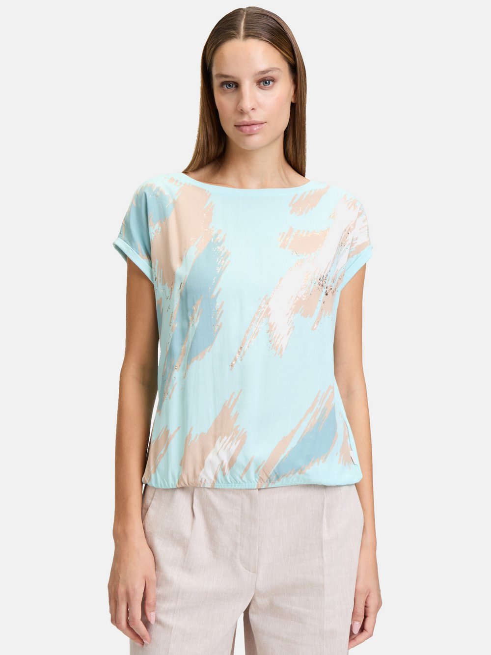 Betty & Co Casual-Shirt Damen Baumwolle grün gemustert, L