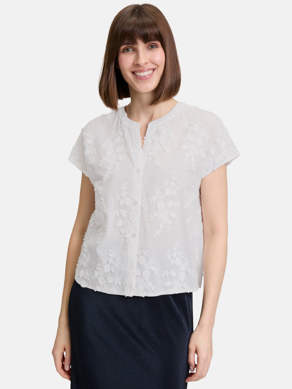 Betty & Co Hemdbluse Damen Baumwolle weiß bedruckt, 44