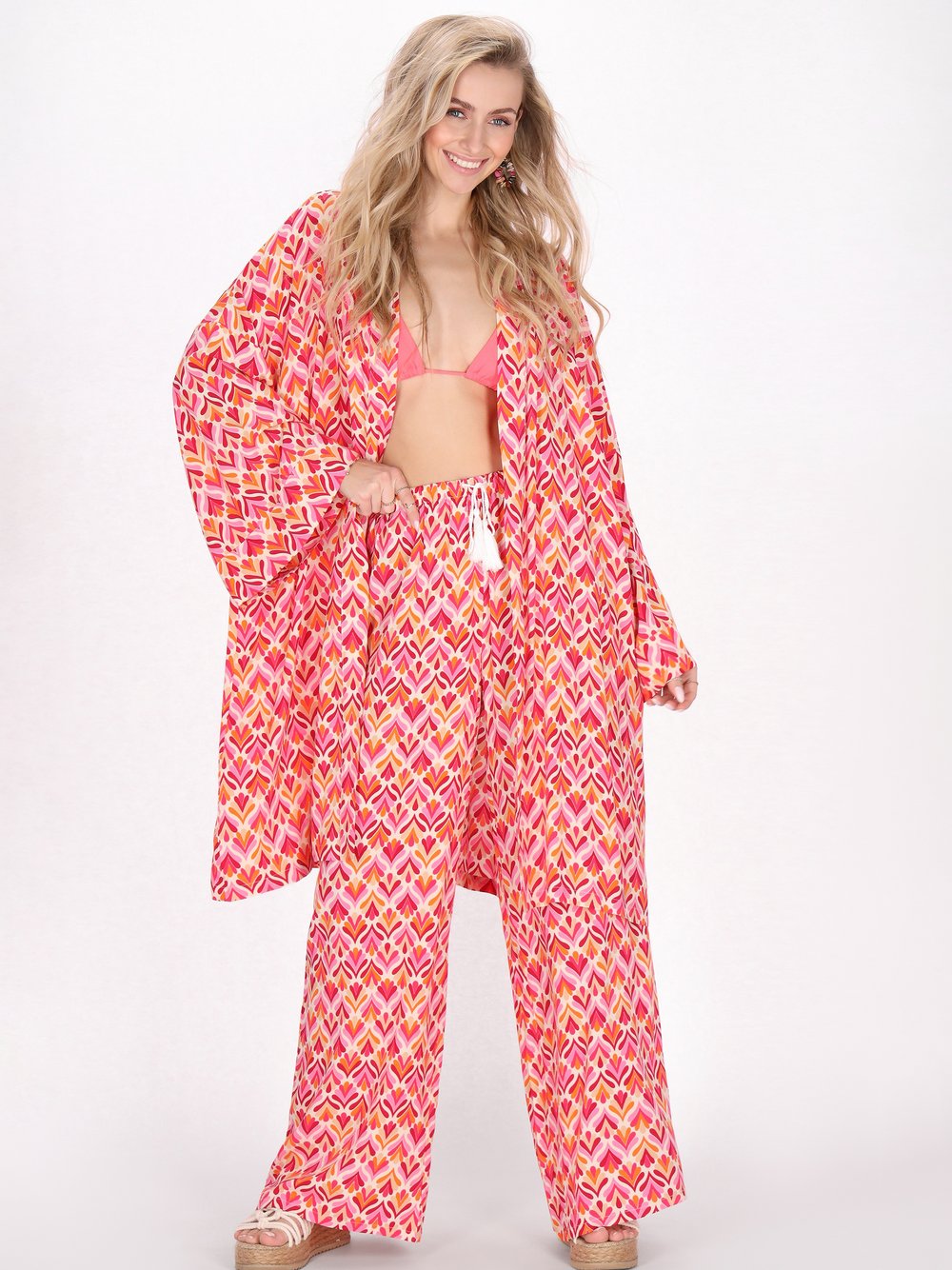 IZIA Hose Damen Viskose rosa bedruckt, M