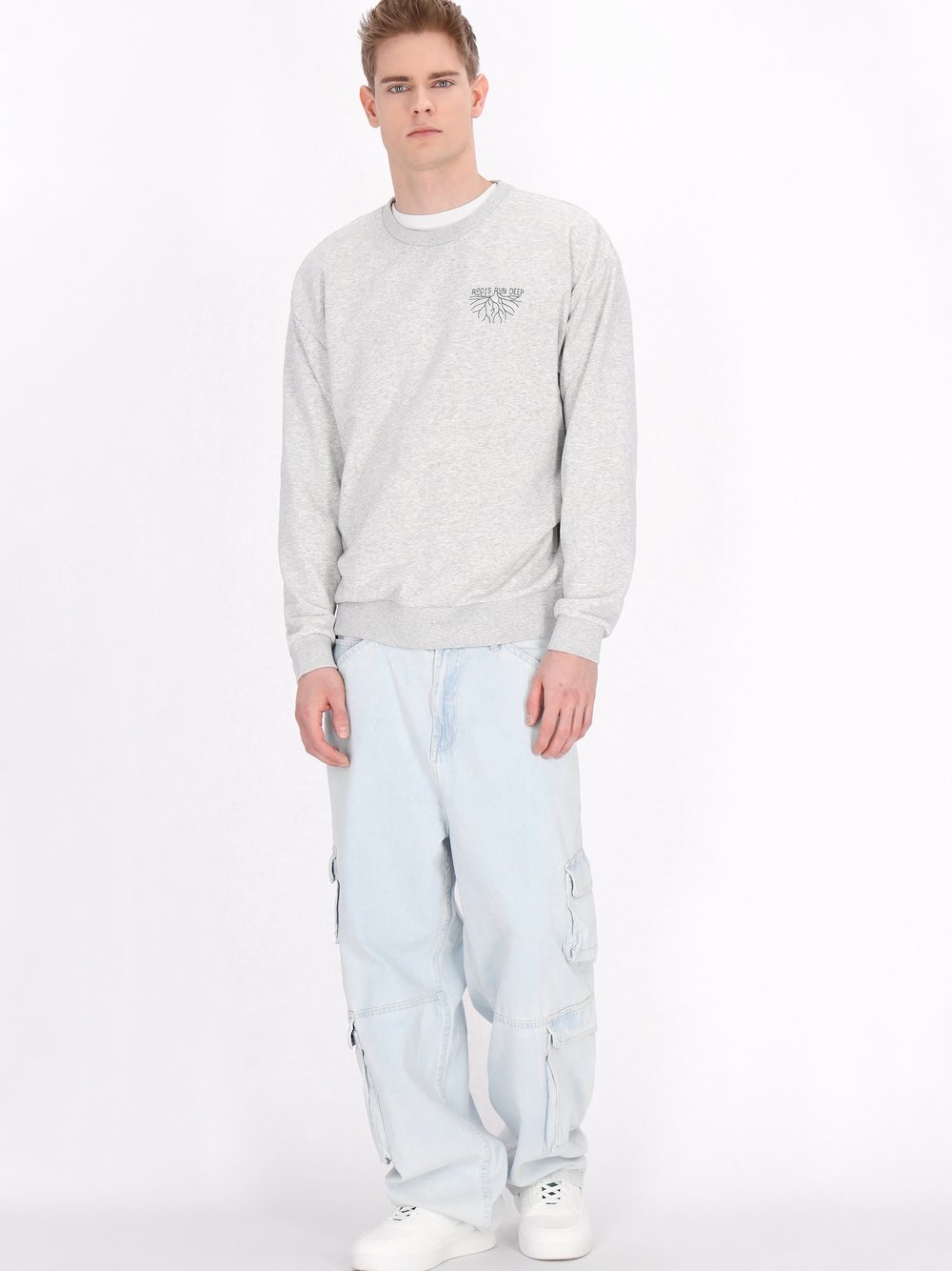 Mo Sweatshirt Herren Baumwolle grau, S